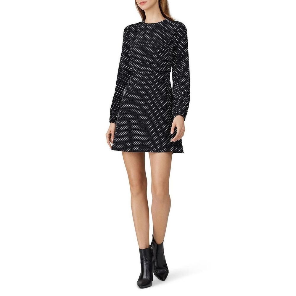 Theory Polka Dot Crewneck Mini Dress Black & White Size 00
